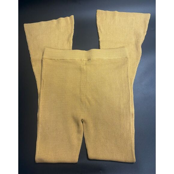 Lita by Ciara NWOT Rib Organic Cotton Flare Pants in Ice Coffee Large MSRP $228 - Picture 2 of 5